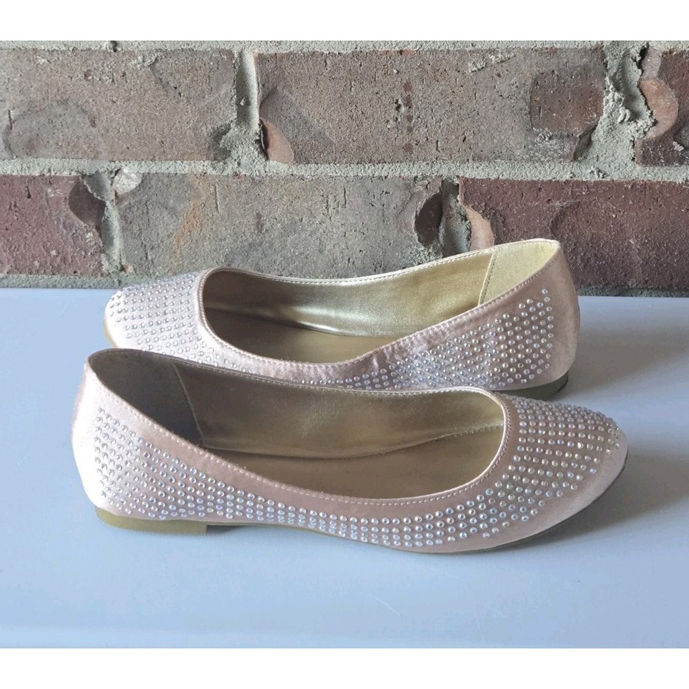 Candie's Sparkle Blush Pink Rhinestone Ballet Flats Women's Size 7.5M Slip-on - Picture 2 of 7